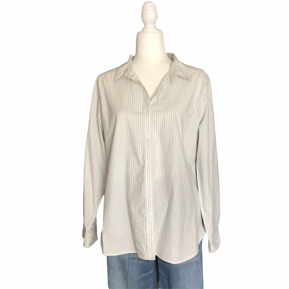 Garnet Hill Long Sleeve Button Up Shirt Size 14